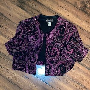 Alex Evenings Black and Pink Paisley Jacket